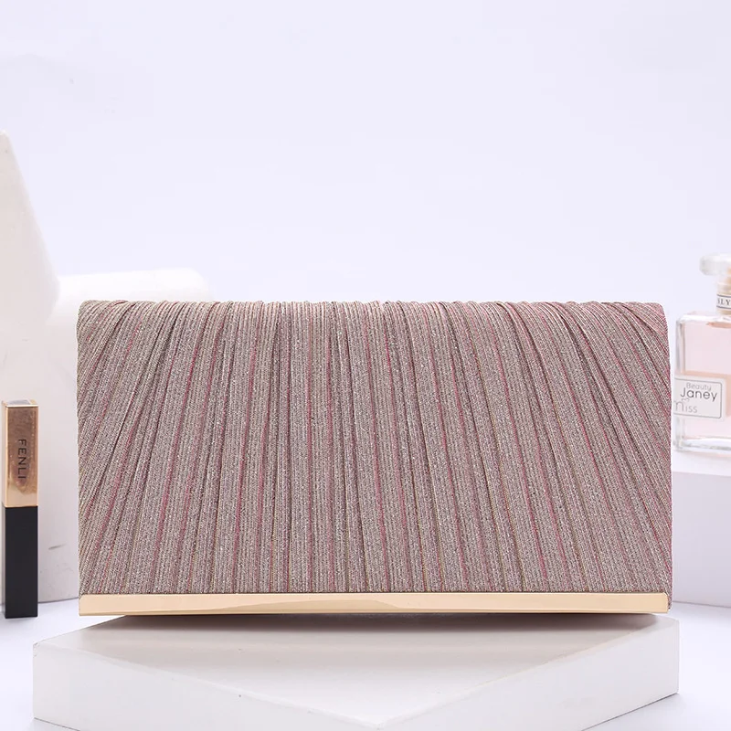 

Women's Pleated Sequin Evening Clutch Bag Wedding Purse Bride Handbag Chain 2023 Bag For Banquet Party Dinner Bag