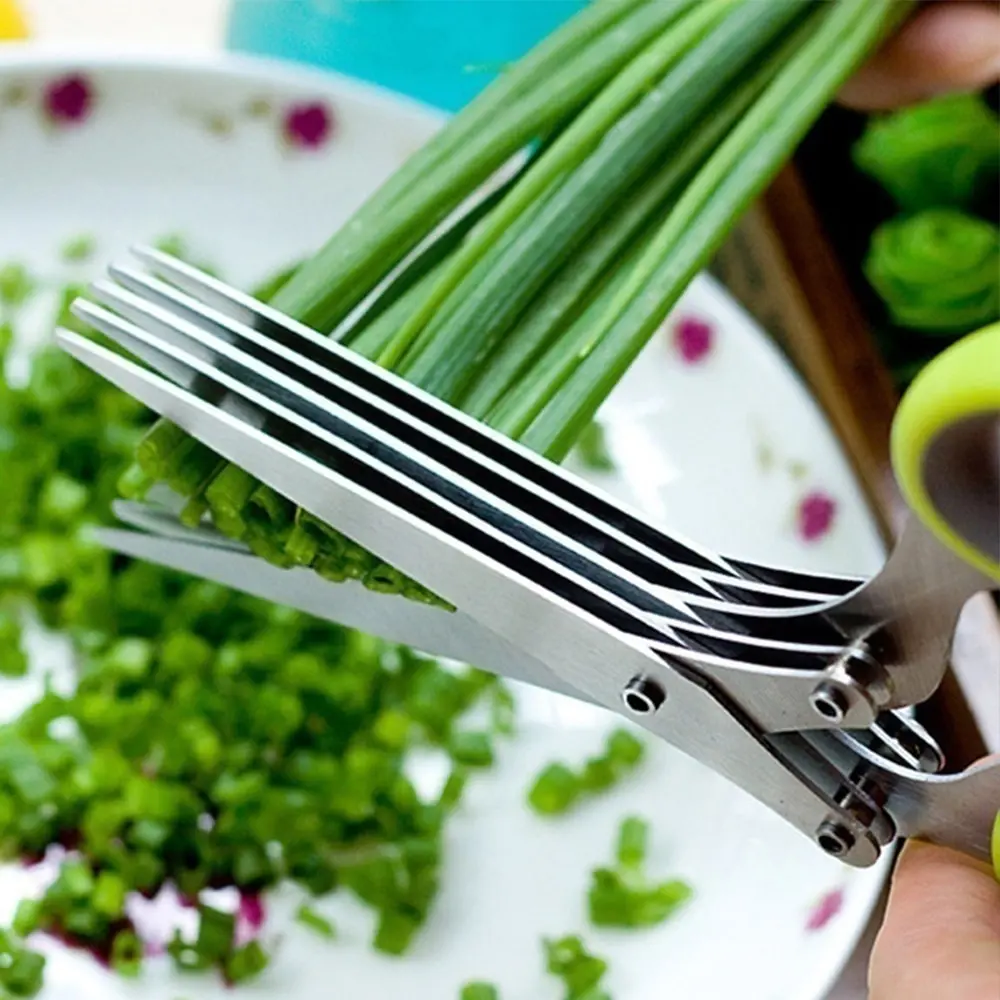 

Multifunctional Scissor Muti Layers Stainless Steel Knives Multi-Layers Kitchen Scissors Scallion Cutter Herb Laver Spices Cook