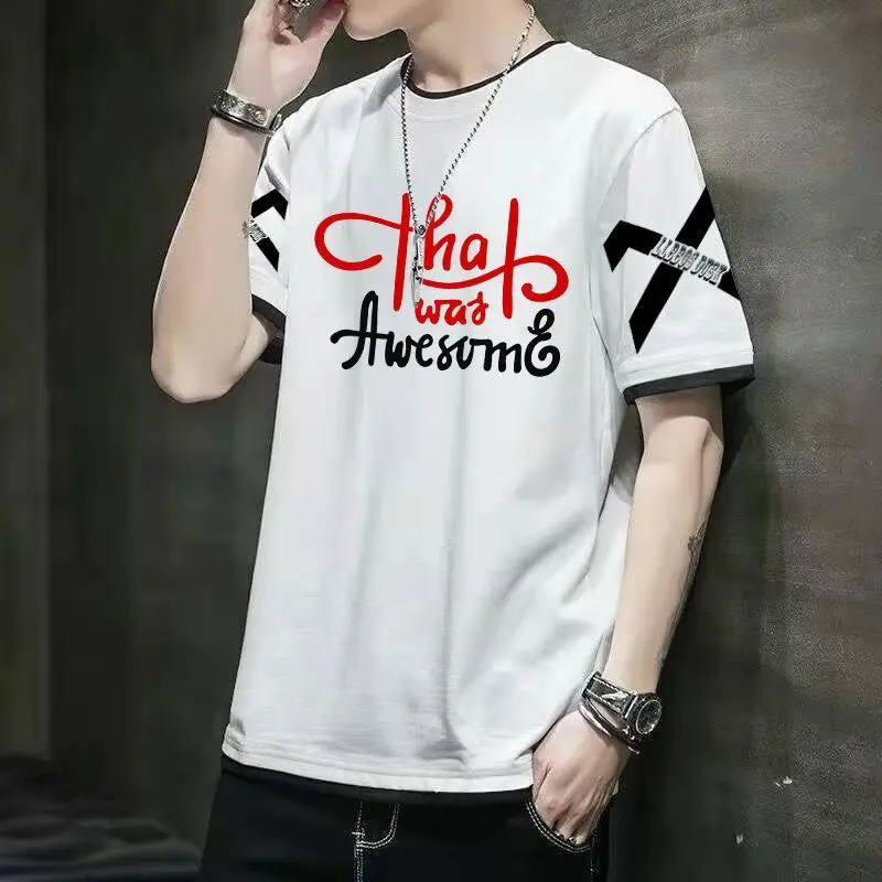 Men's Suit Summer Korean Fashion All Matching and Handsome Short Sleeve T-shirt Large Loose Casual Sports Two Piece Set