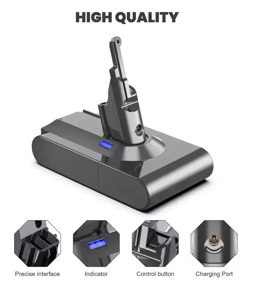 Литий-ионный сменный аккумулятор 21,6 В, 12800 мАч для пылесосов Dyson V6, DC58, DC59, DC62, SV03, SV04, SV05, SV06, SV07, SV09, запасные части (art.: 3920dc9ea2f40) - 3920dc9ea2f40