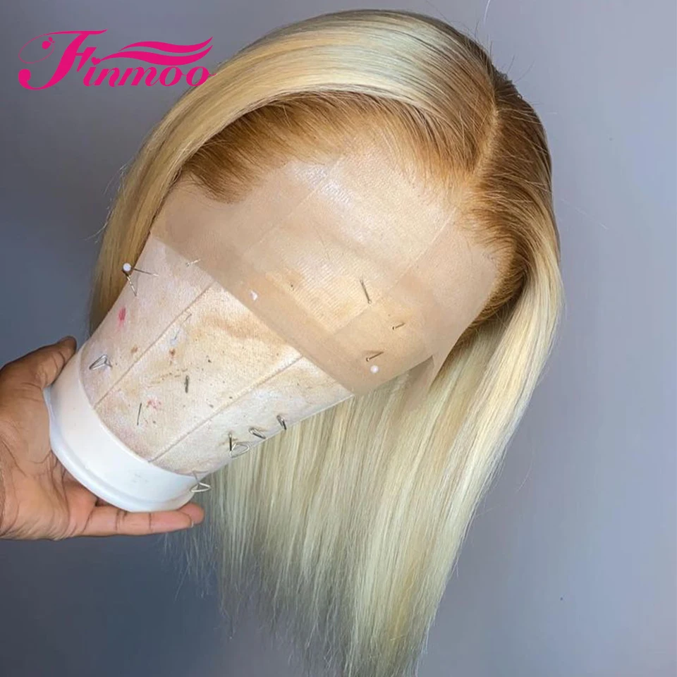 

Парик блонд Омбре, парик блонд на сетке спереди, парики из человеческих волос 613, короткий парик Боб, парик на сетке для женщин, парик человека, бразильский, предварительно выщипанный