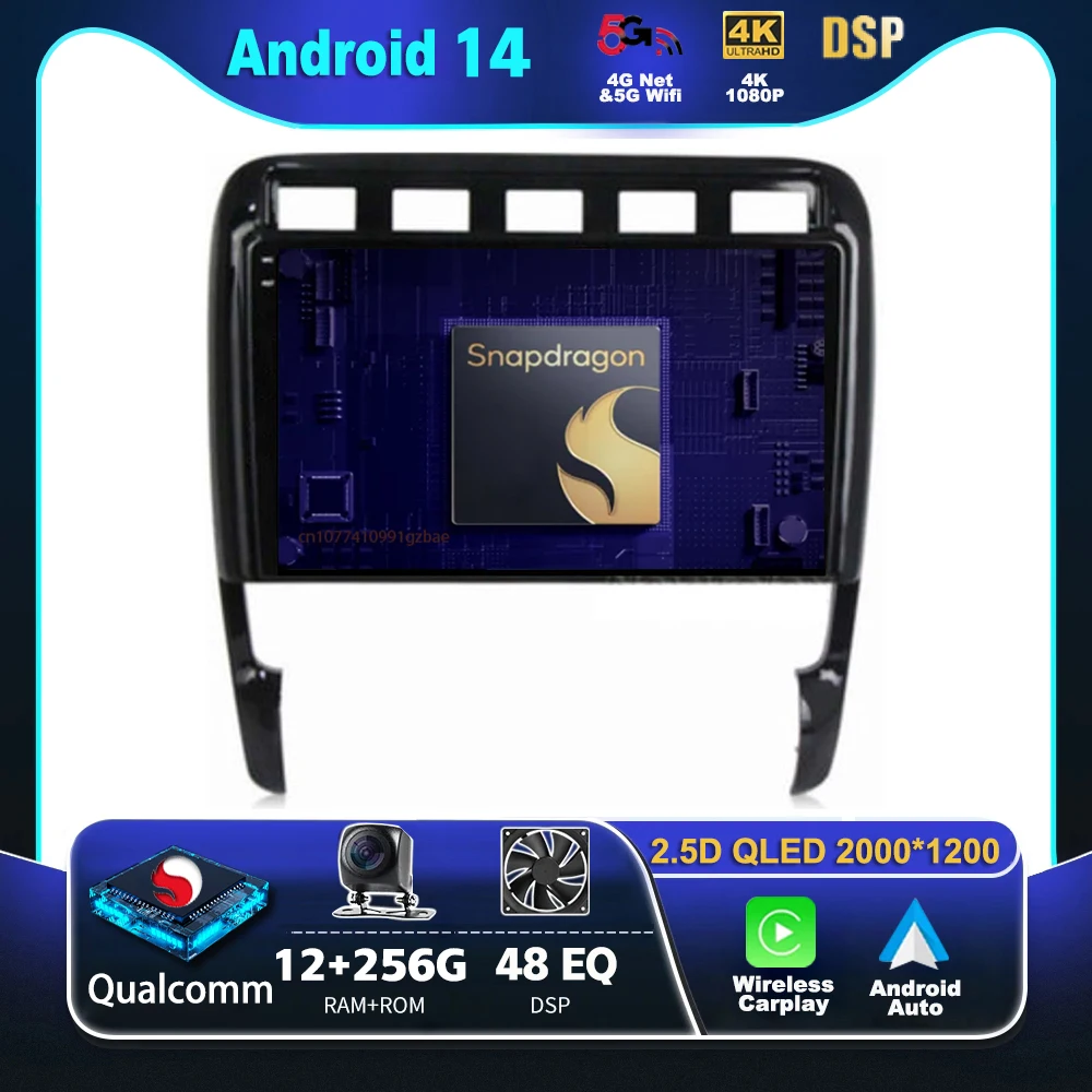Android 14 Carplay Auto для Porsche Cayenne I 1 9PA 2002-2010 Автомобильный радиоприемник DSP 4GWIFI