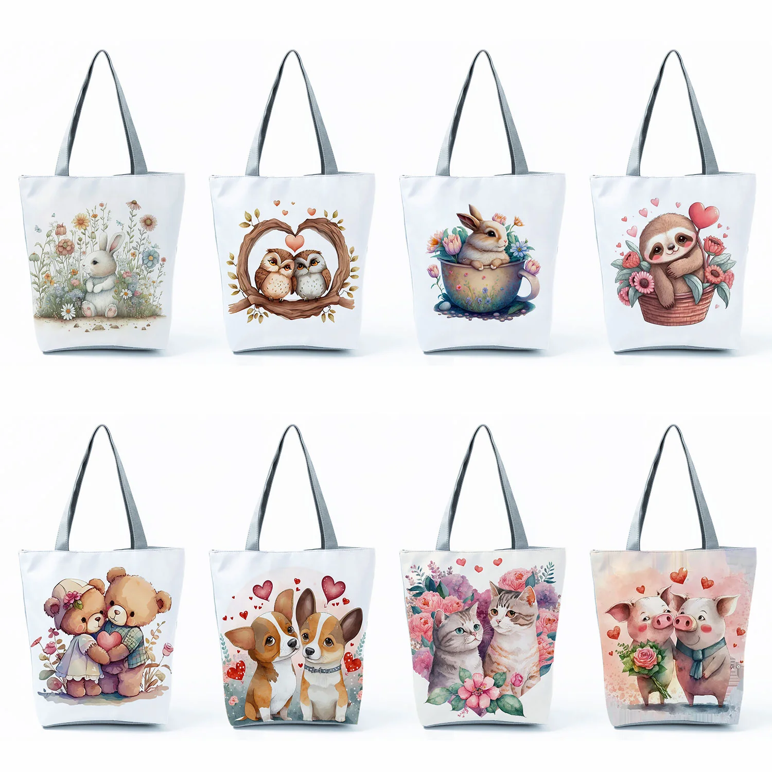 

Женская сумка-тоут с рисунком кролика, кошки