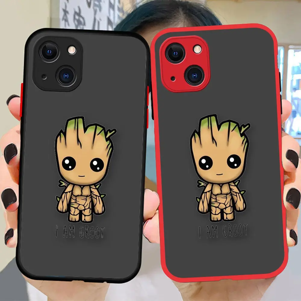 

Marvel Baby I AM GROOT Shockproof Funda Case For Apple 14 13 12 11 Pro iPhone XR XS X 8 7 6s Plus Max Mini Clear Hard Case Para