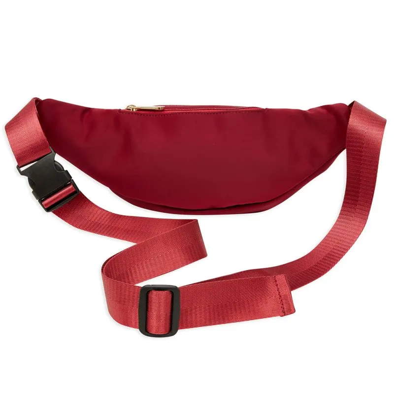 Red Nylon Plus Size Fanny Pack  Women, Traveling Belt Bag Pouch with Adjustable Waist Strap (34”-60”, Expands to 5XL)