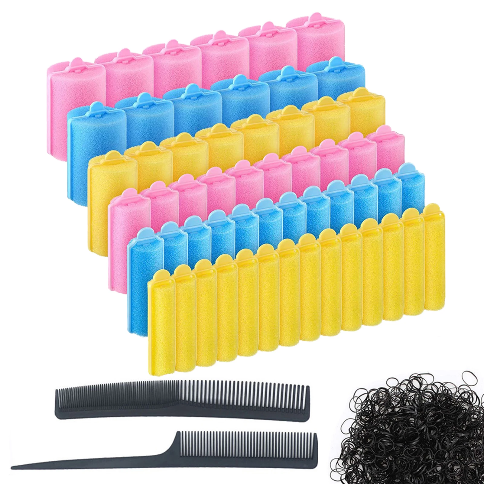 

56 Pieces Foam Hair Rollers 56pcs Colorful Hair Rollers Sponge Hair Curler With Comb For DIY Hair Styling Hairdressing