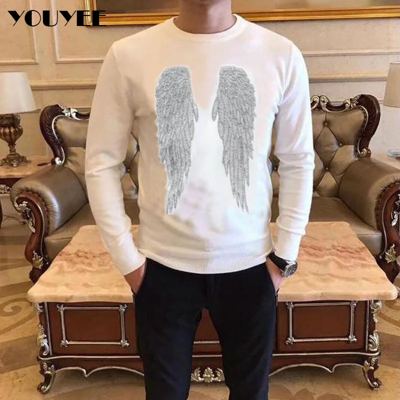 

Warm Sweater Brand-Clothing Autumn Winter Diamond Sweaters Male Quality Black Wool Men clothes Bottomed Woollen Top Pullover