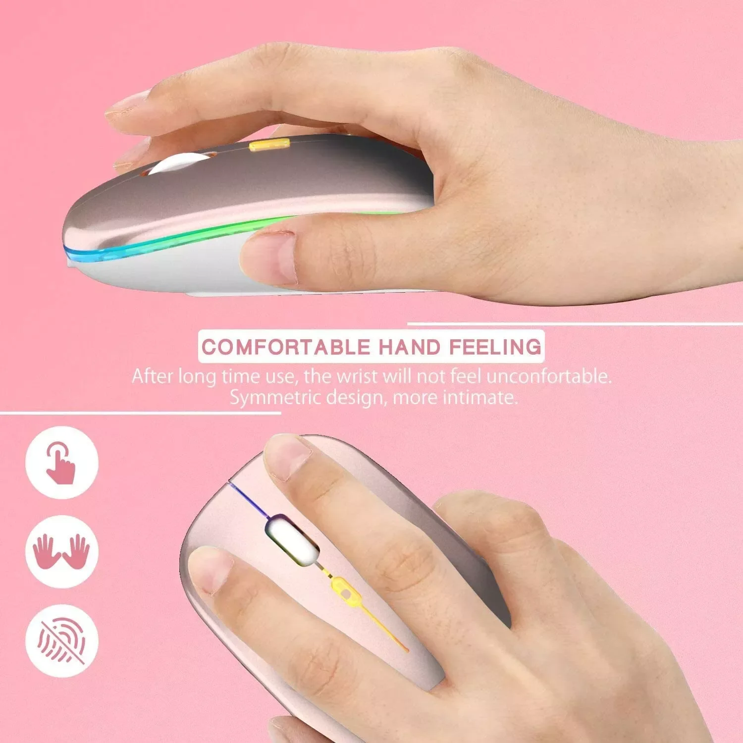 

2023New New Wireless Mouse Colorful Backlit Mosue Silent Mute Computer Accessories for Home /Office / Games