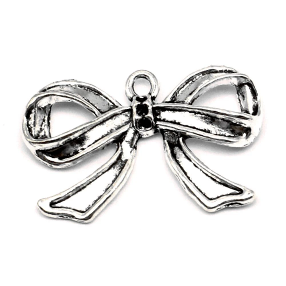 

80pcs Wholesale Jewelry Lots Bows Charms Pendant Supplies For Jewelry Materials 18x27mm