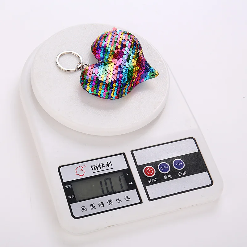 Брелок с милым сердцем блестящий помпон блестками кольцо для ключей подарки