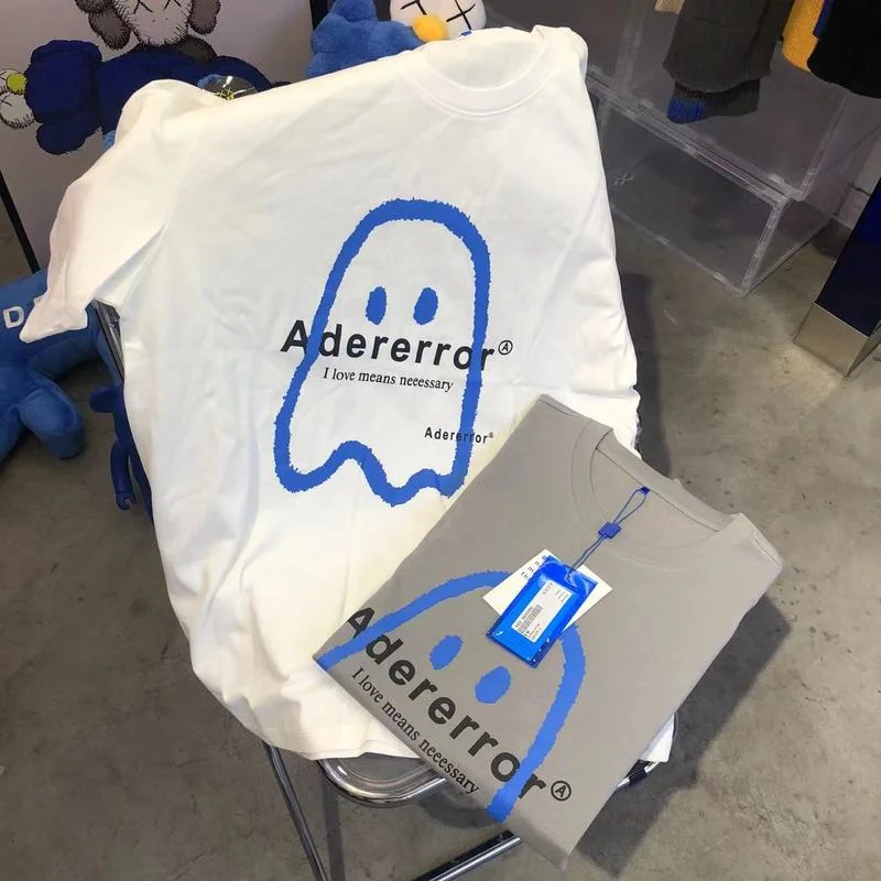 

Футболка adererror 2022, летняя свободная футболка с надписью ghost высокого качества для мужчин и женщин, футболки с круглым вырезом