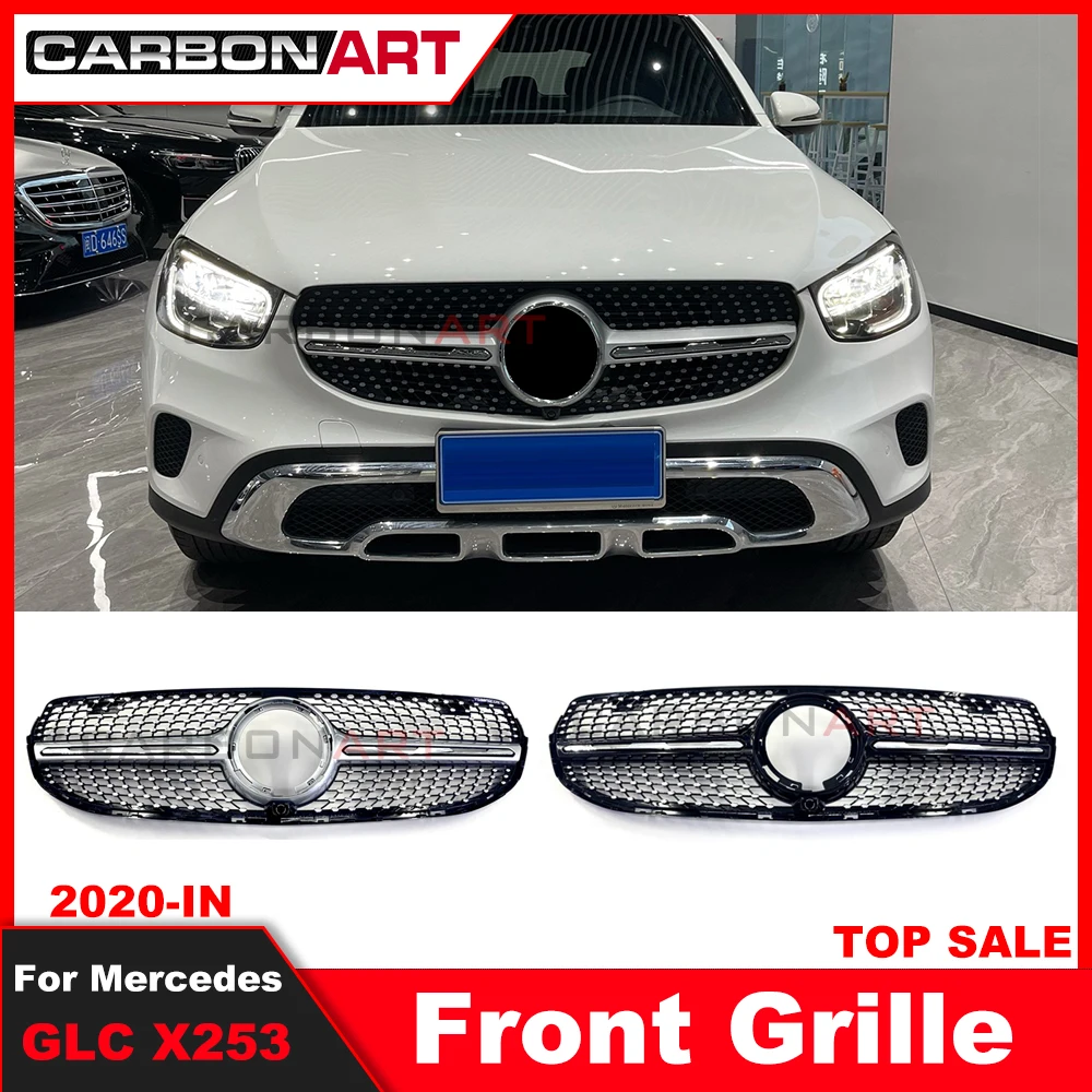 Автомобильная передняя решетка GLC class X253 Алмазная для 2020 МБ серебристый