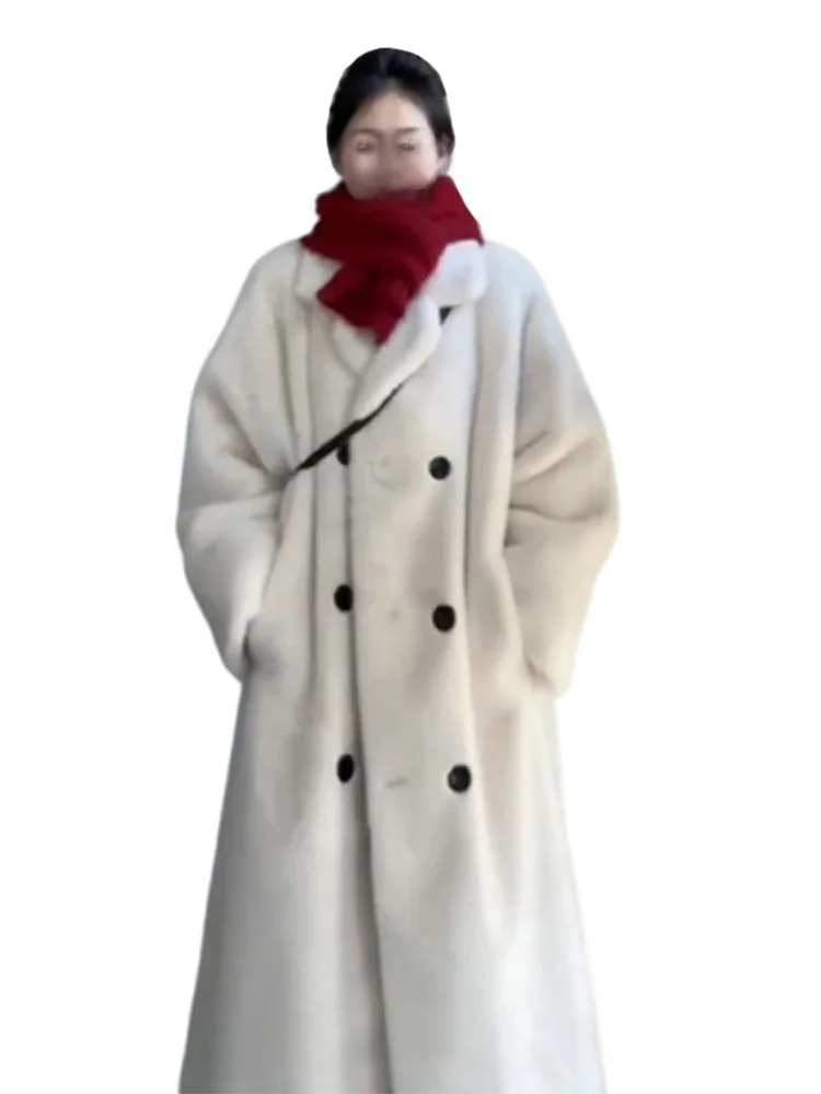Корейская серия высококачественное белое пальто средней длины из