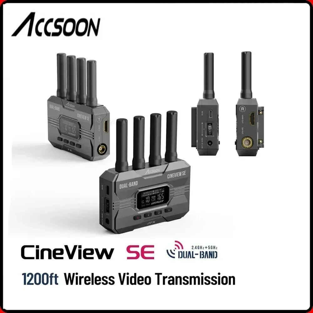 Фото Новая система беспроводной передачи данных Accsoon CineView SE с двухдиапазонным SDI-приемопередатчиком, 1200 футов, задержка 50 мс, модель 2026 года №2