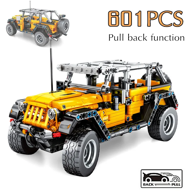 

New Technical Speed Racing Block PULL BACK Retro Roadster Suv Car Building Blocks Bricks Toys Kid Gift