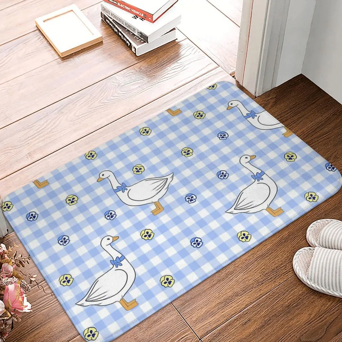 Cottagecore Rural Aesthetic Non-slip Doormat Fairytale Goose Gingham Bath Kitchen Mat Welcome Carpet Flannel Modern Decor