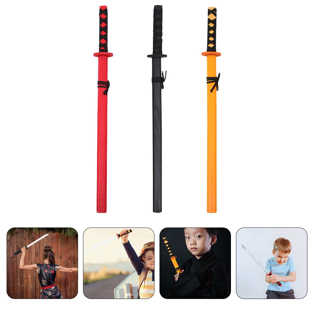 

3 Pcs Mini Toys Kids Ancient Sword Cosplay Prop Training Practice Katana Wooden Samurai Accessories Child