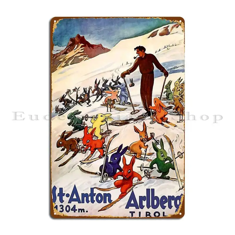 Кролики лыжи Saint Anton Arlberg металлическая фотосессия индивидуальный декор стен