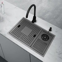 single slot stainless steel nano black kitchen sink sink hidden in the middle island bar hand washer sink