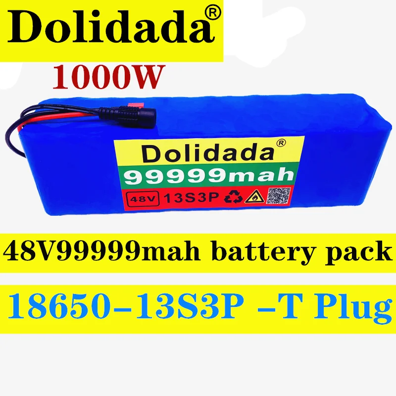 

New 48v lithiumion battery 48V99.999Ah 1000w 13S3P Lithium ion Battery Pack For E-bike Electric bicycle battery Scooter with BMS