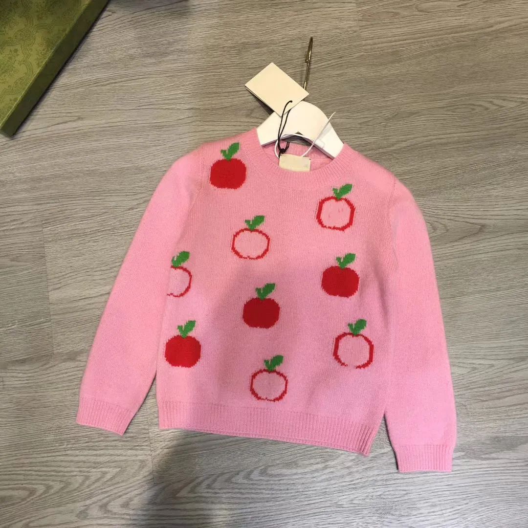 

2022 Spring Fashion Wool Cotton Pink Fruit Printed For Girls Clothing Outwear 4Y 6Y 8Y 10Y 12Y