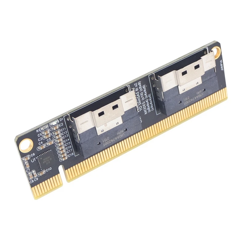 Карта расширения Pcie 4.0 X16 на 2 порта Nvme PCI-E 16X для Slimsas 8I X2 SFF8654 Видеокарта адаптера SSD