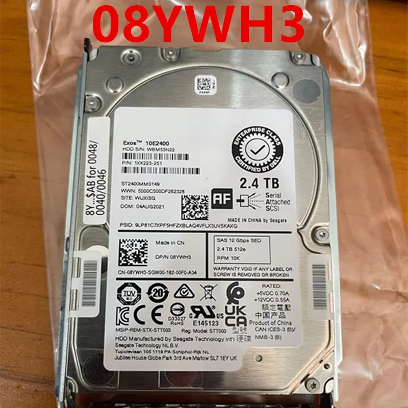 

95% New Original HDD For Dell 2.4TB 128MB SAS 10000RPM For Server Hard Disk For 08YWH3 8YWH3 ST2400MM0149