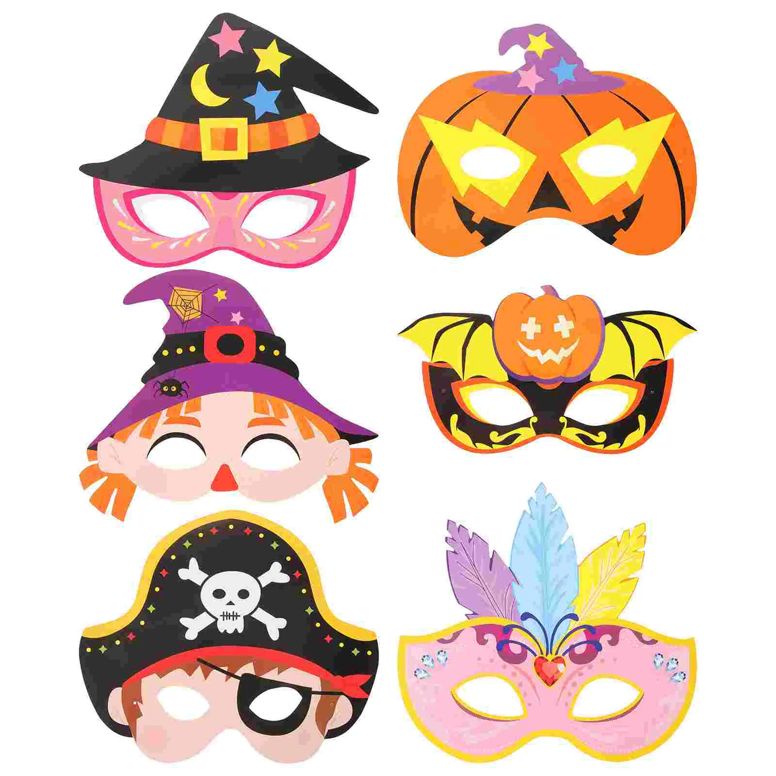 

6 Pcs Halloween Decoration Costume Mask Paper Face Decorative Cosplay Party Child