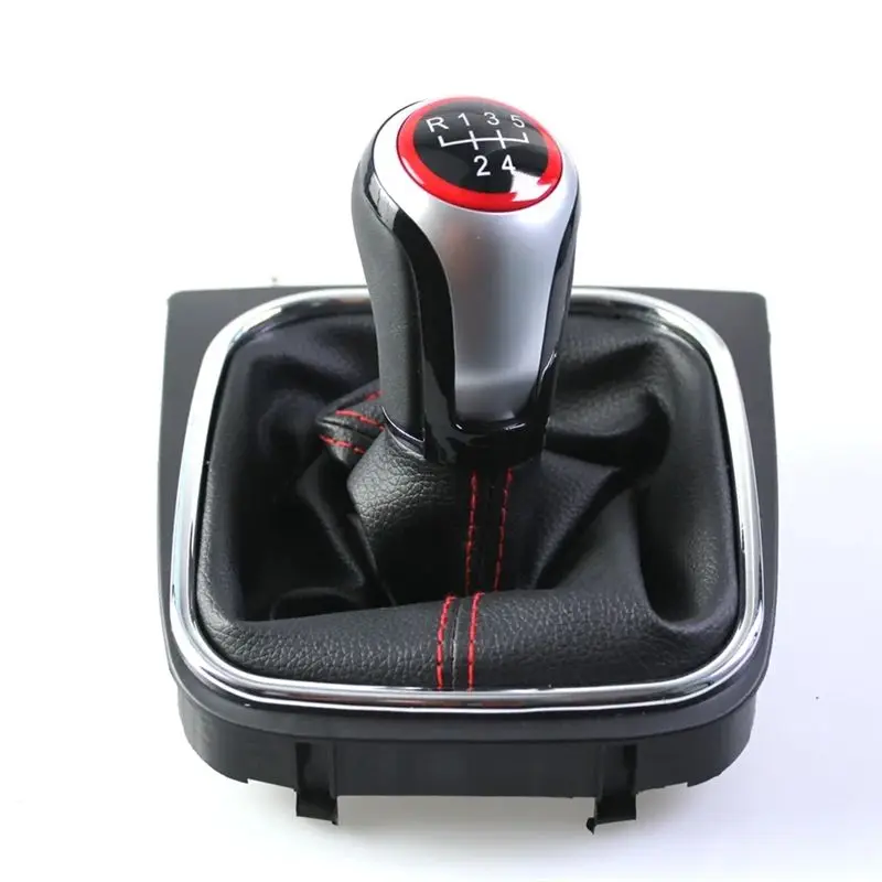 Фото Для Jetta, Scirocco, VW Golf 5 6 R32 GTI GTD MK5 MK6. Ручка переключения передач на 5/6 скоростей с кожаным чехлом/накладкой на рычаг. №4