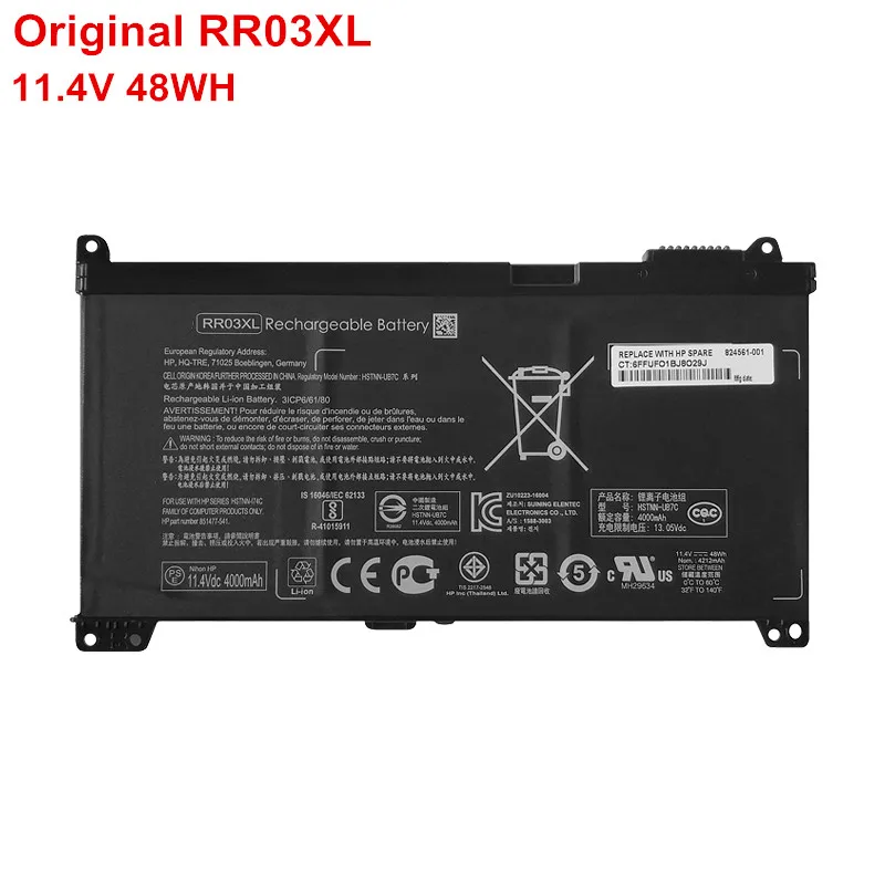 

New Genuine RR03XL 11.4V 48Wh Laptop Battery For HP ProBook 430 440 450 455 470 G4 G5 Series Notebook 851610-850 851477-541