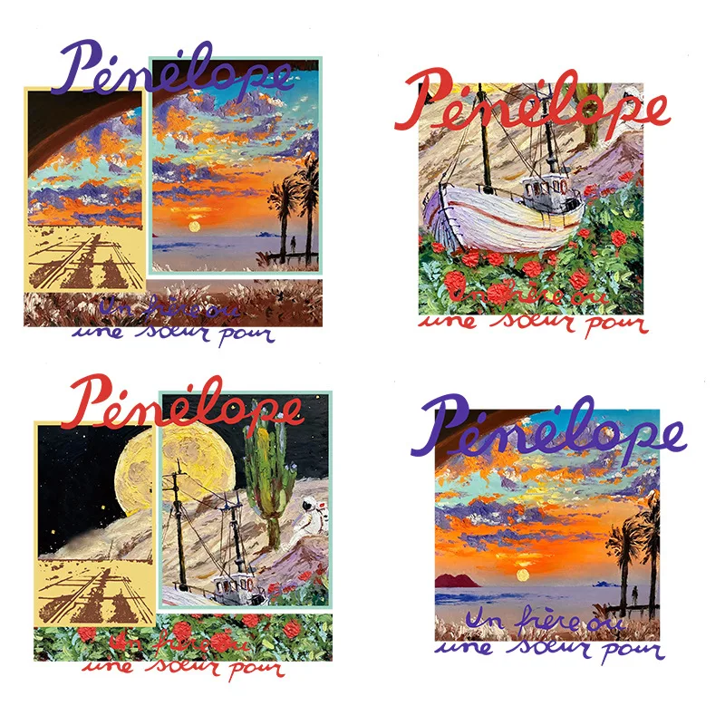 Мультяшный пейзаж Граффити стиль горячее тиснение печать DIY летняя одежда с