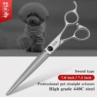 Pet haircut large cut straight cut trimming scissors 7.0 7.5 inch imported 440C material for pet beautician