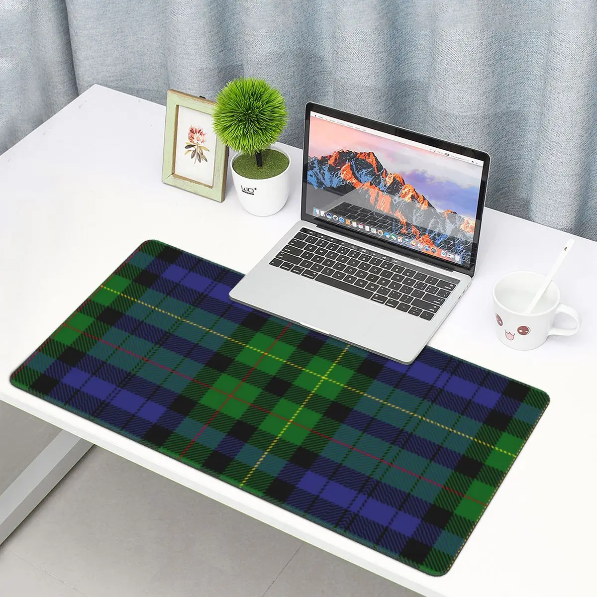 

Clan Rollo Blue And Green Tartan Keyboard Mouse Mat Mousepad Plaid XL Gaming Non-Slip Rubber Gamers Mouse pad