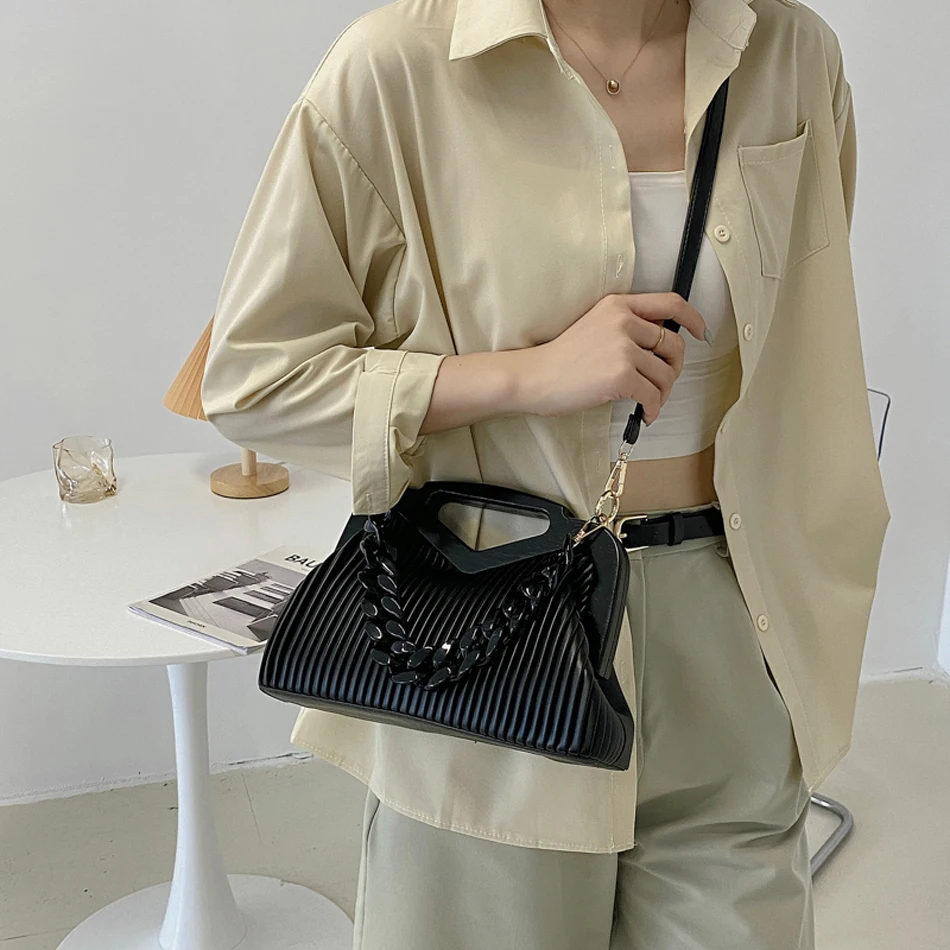 Fashion Women Triangle Handle Crossbady Bags Female Satchels Hobo Shoulder Bolsos Ladies Leather Underarm Handbags Clutch Purses
