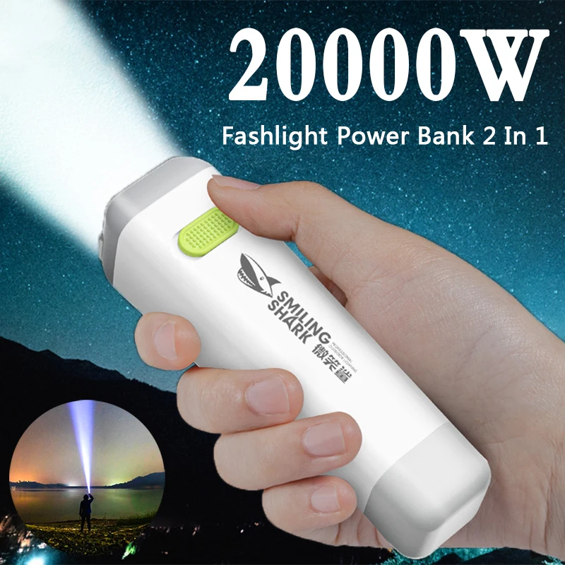 

Highlight LED Flashlight Mini Torch USB Charging Flashlight Power Bank 2 In 1 Portable Camping Waterproof Far Range Flashlight