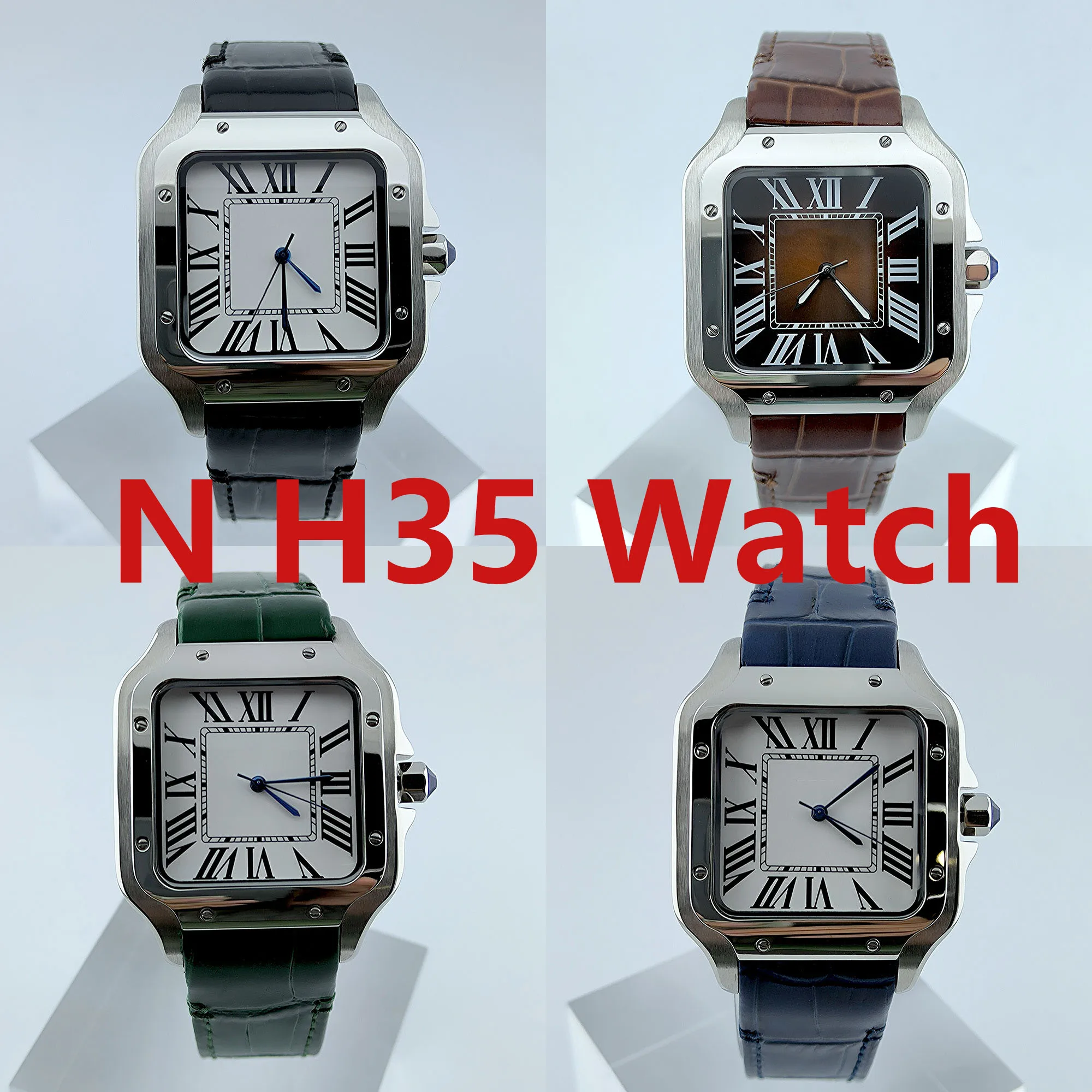 N H35 Часы циферблат Квадратный Roma Dial Корпус для часов Складная пряжка корпус