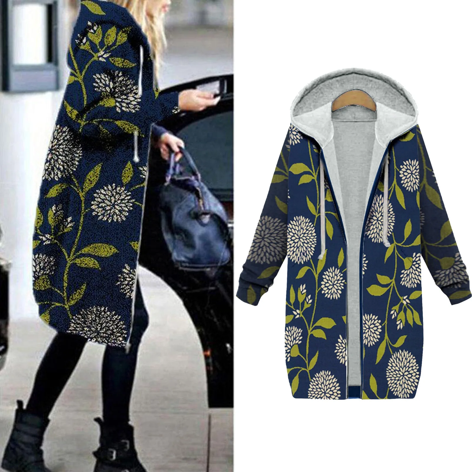 

Новинка Осень/Зима 2023 женский свитер с капюшоном Женское пальто средней длины