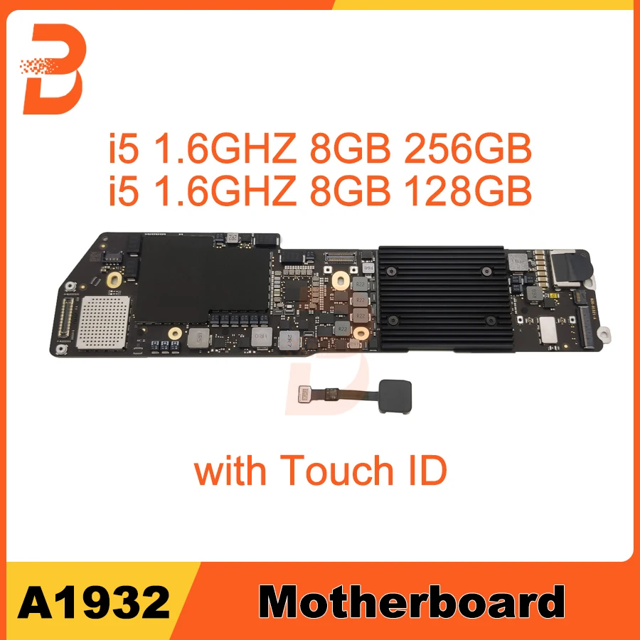 

Original A1932 Motherboard with Touch ID 820-01521-A For Macbook Air 13" A1932 Logic Board 2019 Core i5 1.6 GHz 8GB 128 256GB