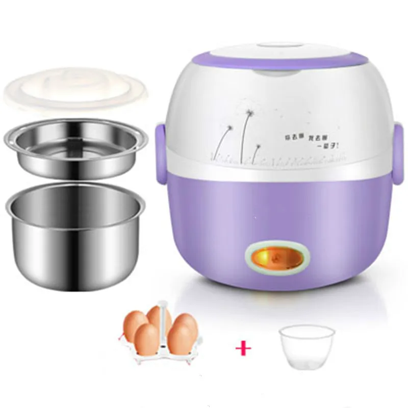 

MINI rice cooker insulation heating electric lunch box 2 layers Portable Steamer multifunction automatic Food Container EU