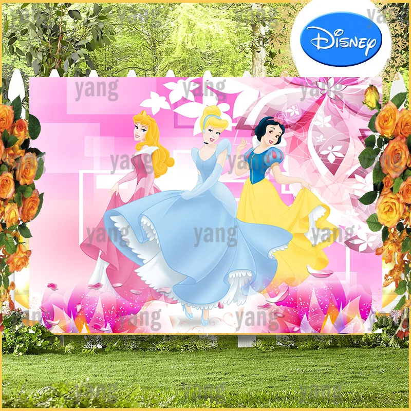 Cartoon Sleeping Beauty Aurora Snow White Princess Disney Custom Backdrop Happy Birthday Party Decoration Backgrounds Banner