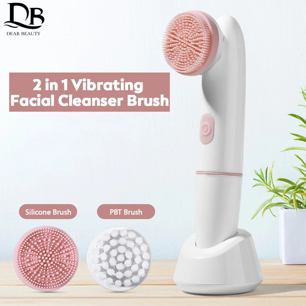 

Vibrating Facial Cleanser Brush Battery Powered Waterproof Electric Face Cleaning Brush 2 Speed Face Deep Washing Massaging Brus