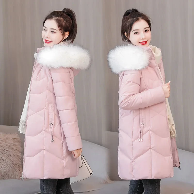 Women's Cotton-padded Jacket Winter 2022 New Women Fur Collar Parkas Korean Thicken Warm Winter Cotton Coat Loose Basic Coat