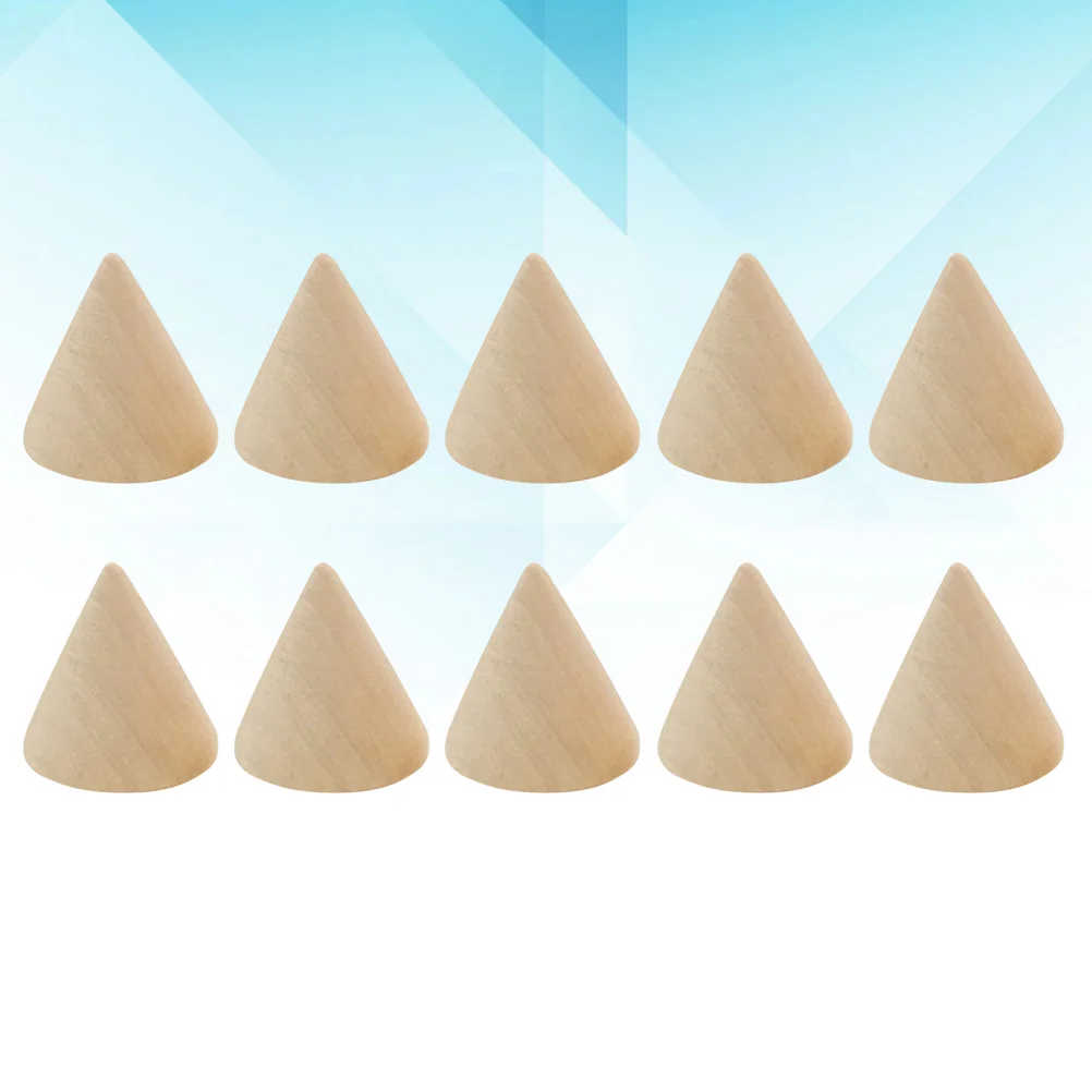 

10 Pcs Wooden Ring Cones Blocks Cubes Bracelets Unpainted Shape Craft Shaped Xmas Ornaments