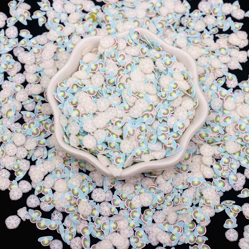 5mm Rainbow Daisy Flower Polymer Clay Fake Sprinkles Clay Slices for DIY Slime Crafts Tiny Cute Plastic Klei Mud Particles 10g