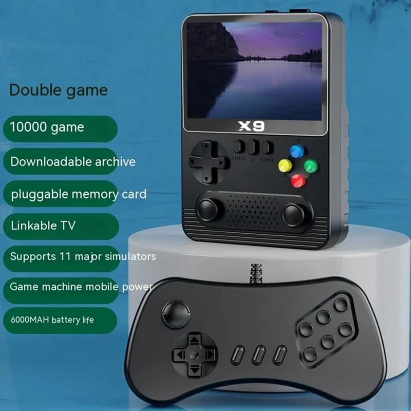 Портативная игровая консоль X9 3 5 дюйма 10000 игр двухплееры 6000 мАч с функцией Power Bank