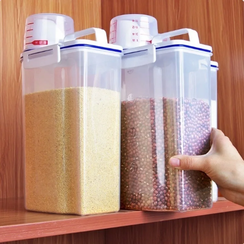 

Kitchen Food Container Sealed Crisper Grains Tank Storage Household Kitchen Sorting Rice Storage Box Container Bottles and Jars