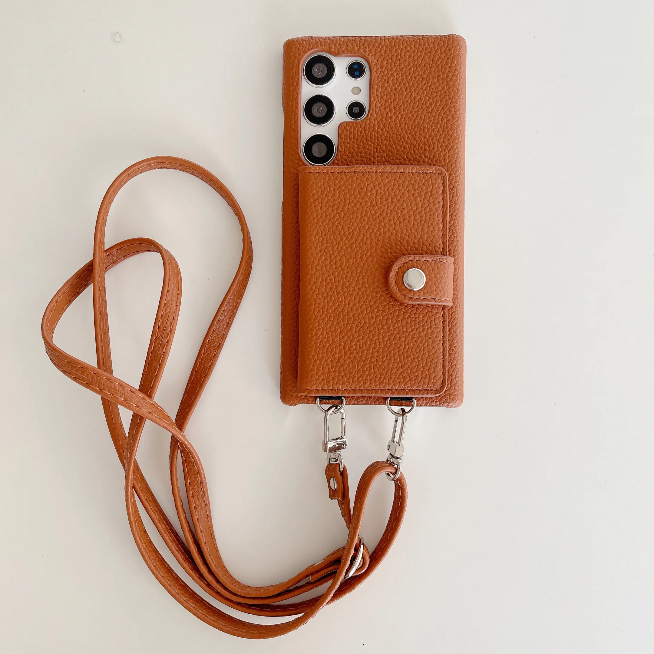 

Fashion Litchi Leather Neck Shoulder Strap Phone Case For Samsung S23 Ultra S20 S21 S22 Note 8 9 10 20 Crossbody Wallet Cover