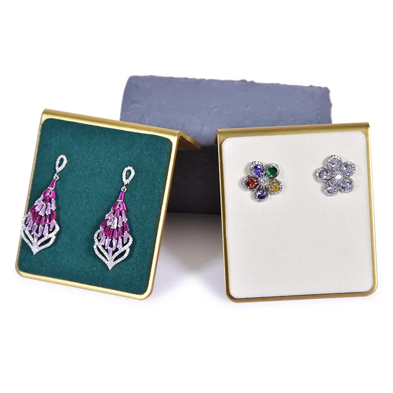 Metal Microfiber Jewelry Props Earrings Display Holder Creative Beveled Jewelry Stand Jewelry Display Decoration Stand