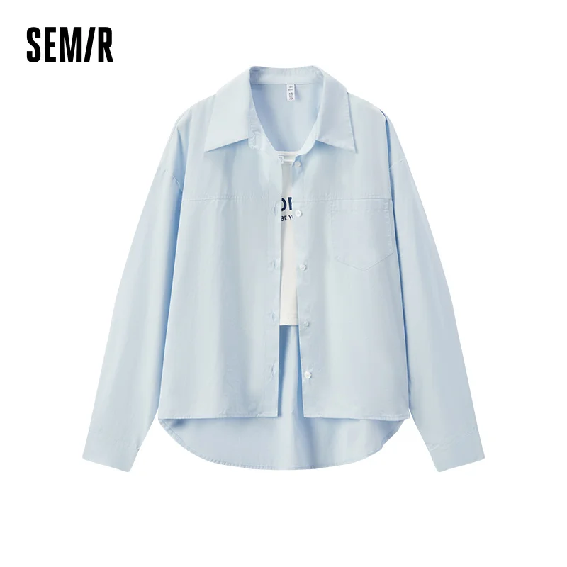 Фото Semir рубашка с длинным рукавом женская минималистичная свободная блузка жилет с буквенным принтом стильная осенняя рабочая одежда комплект из двух предметов №2