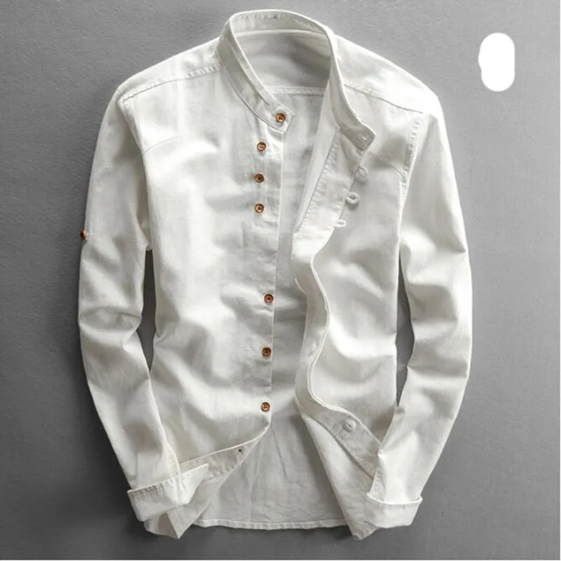 

2022 Men's Cotton Linen Shirts Long Sleeve Men Casual Slim Mandarin Collar Shirts High Quality Summer Beach Shirt Plus Size 6xl